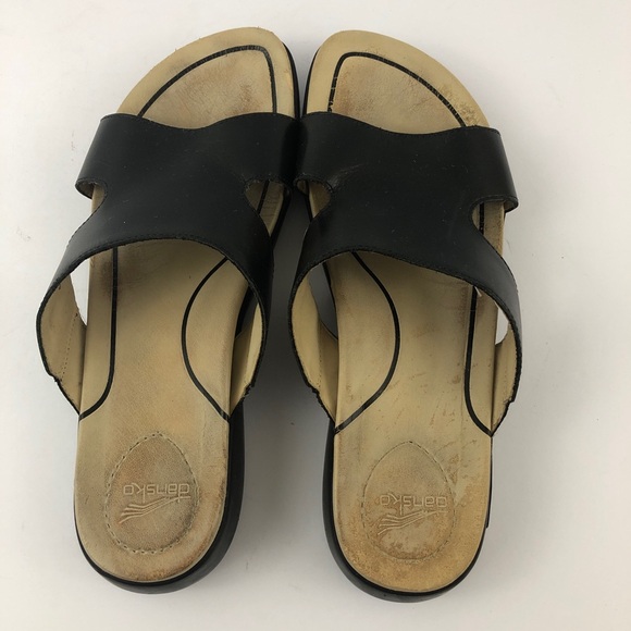 Dansko Sandals Womens 39 Black Leather Clog Slides - Picture 6 of 13